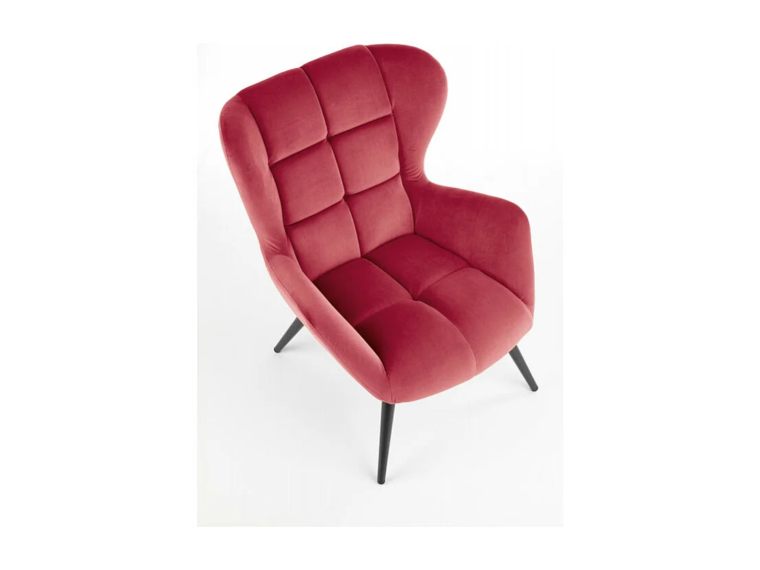Fauteuil contemporain en velours bordeaux GLASGOW