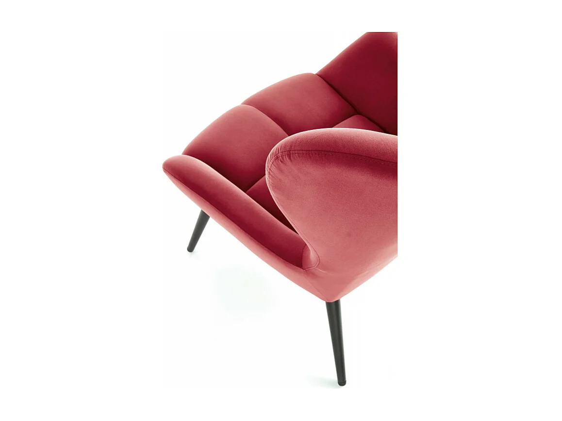 Fauteuil contemporain en velours bordeaux GLASGOW