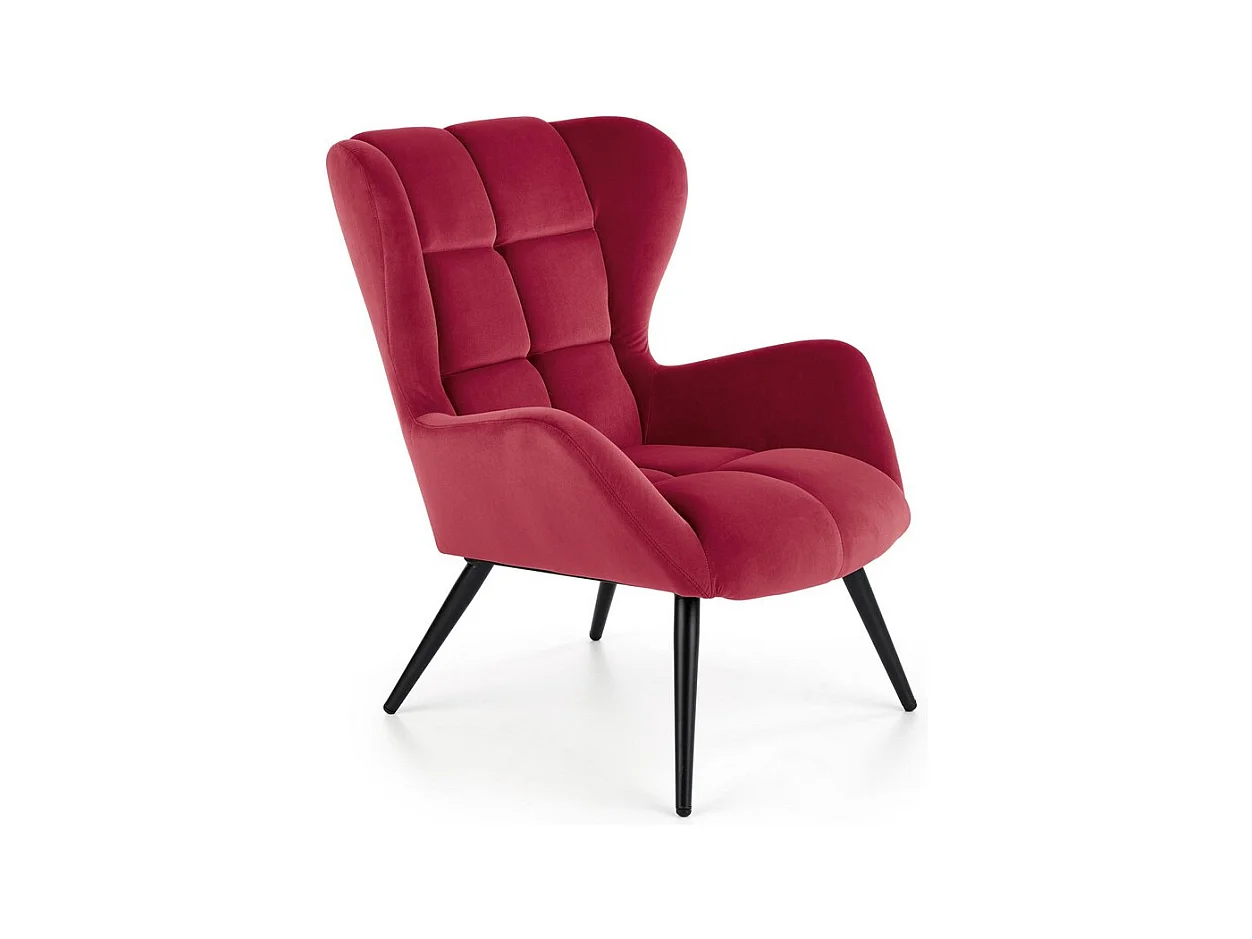 Fauteuil contemporain en velours bordeaux GLASGOW