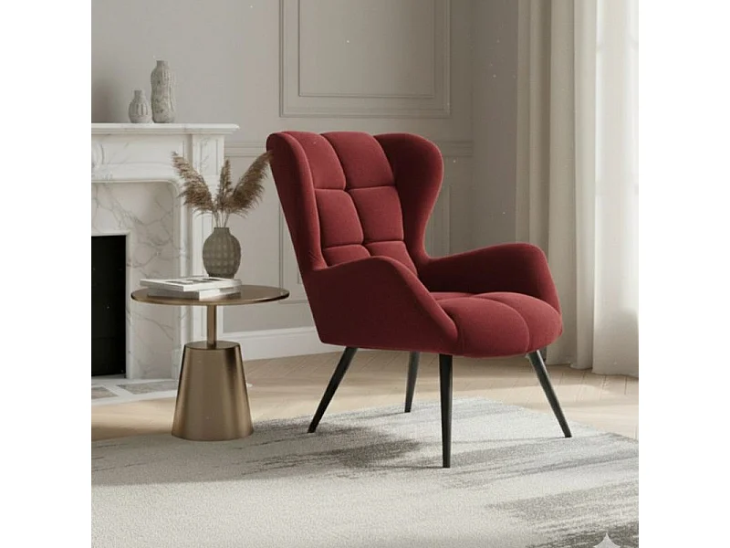 Poltrona contemporanea in velluto bordeaux GLASGOW