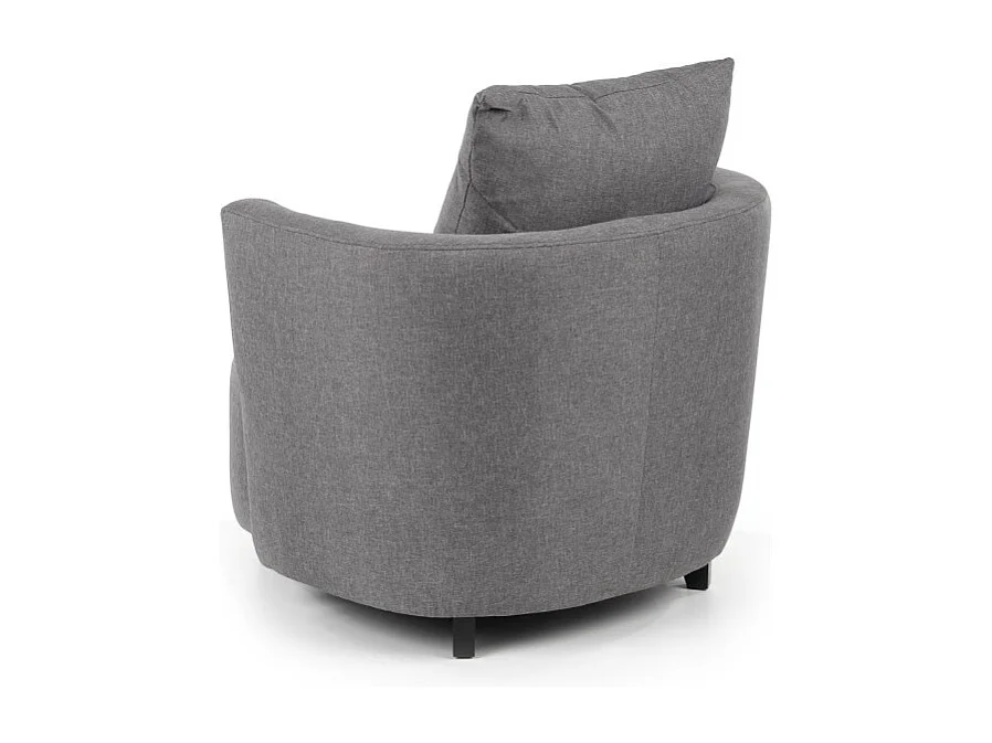 Fauteuil et pouf en tissu gris avec pieds en bois massif NOVA