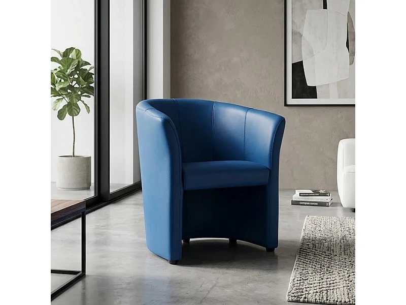 Fauteuil design confort écocuir bleu marine Tisso