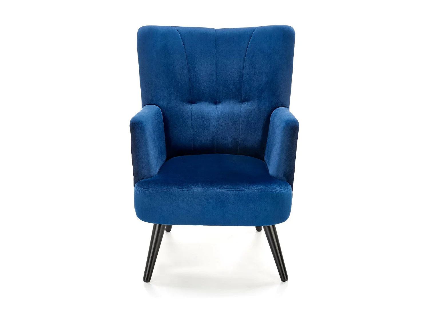 Fauteuil lounge en velours bleu avec dossier imprimé FLORAEL