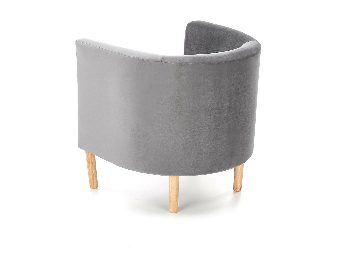 Fauteuil lounge en velours gris avec pieds en bois massif KELEN