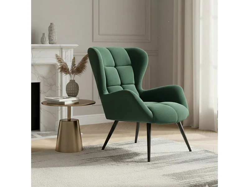 Poltrona contemporanea GLASGOW in velluto verde