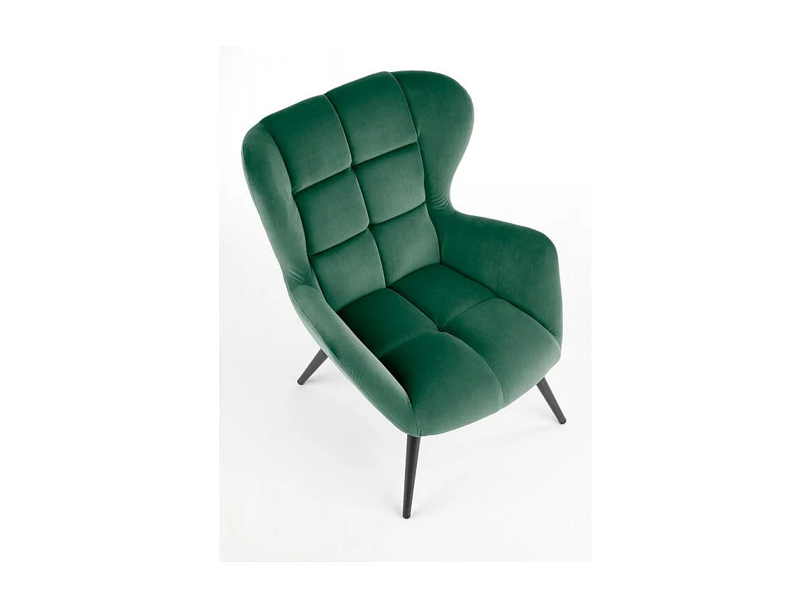 Fauteuil contemporain en velours vert GLASGOW