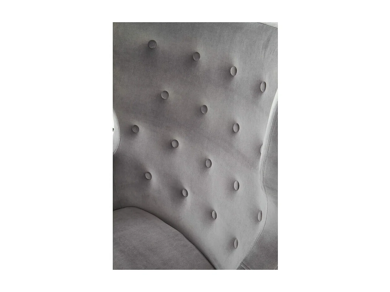 Poltrona in velluto grigio con schienale alto e gambe in legno massiccio nero Sussex