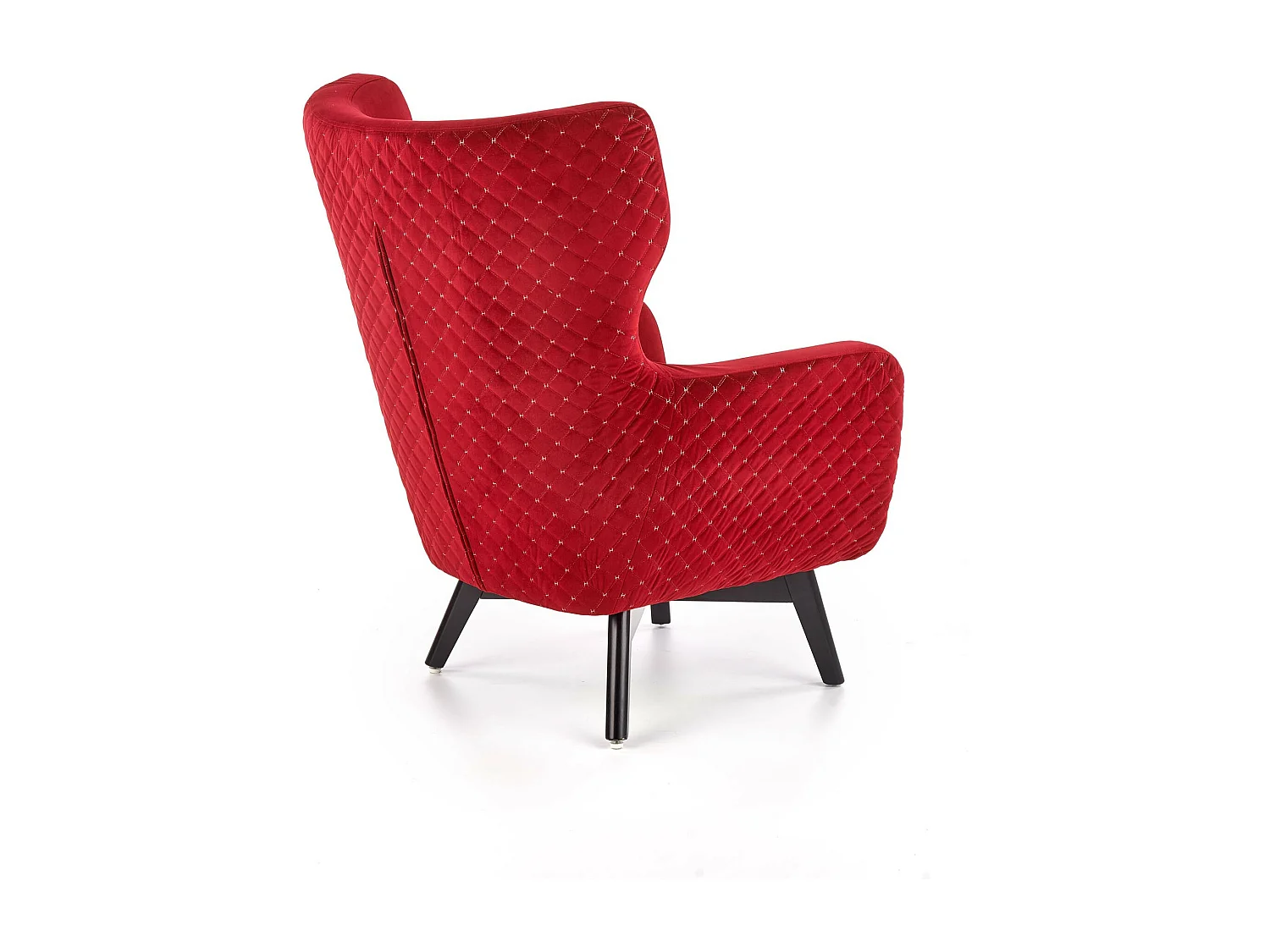 Fauteuil en velours rouge avec dossier haut et pieds noirs en bois massif Sussex