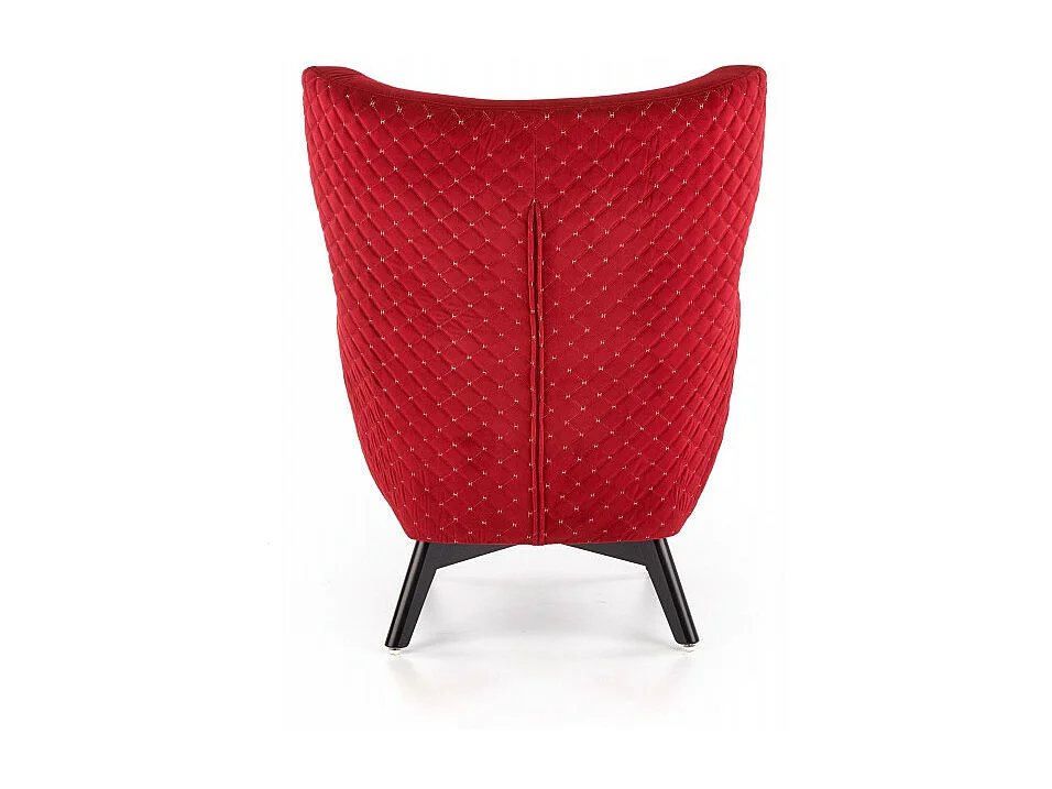 Fauteuil en velours rouge avec dossier haut et pieds noirs en bois massif Sussex