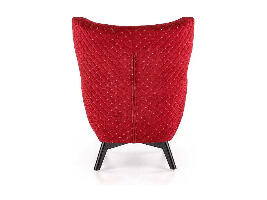 Fauteuil en velours rouge avec dossier haut et pieds noirs en bois massif Sussex