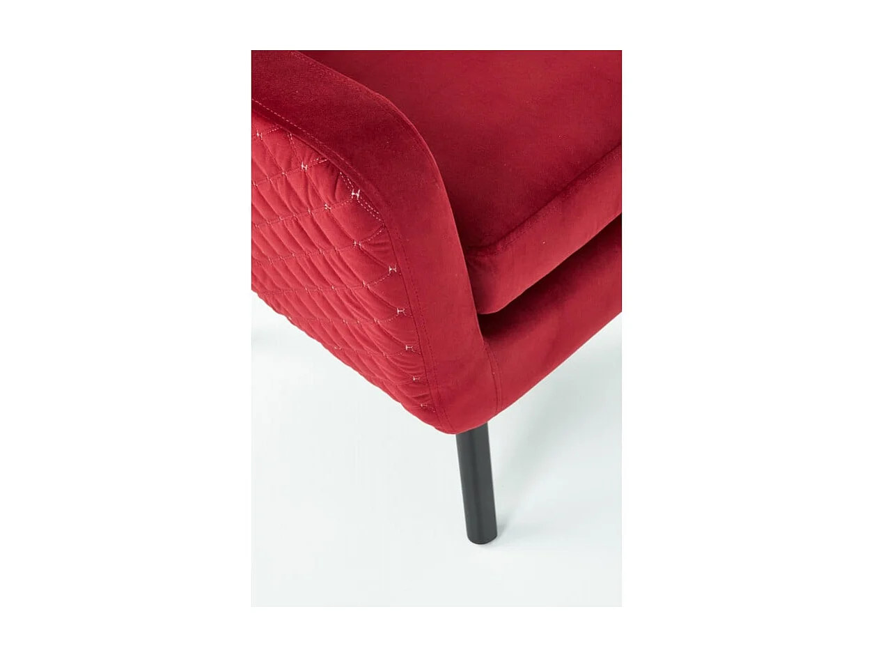 Fauteuil en velours rouge avec dossier haut et pieds noirs en bois massif Sussex
