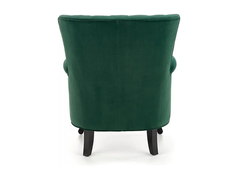 Fauteuil en velours vert avec accoudoirs cloutés et pieds en bois massif MEDICIS