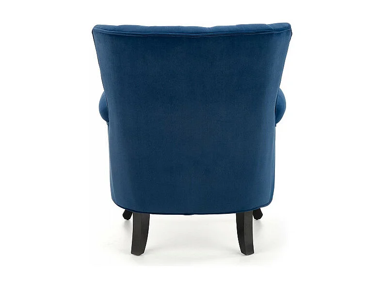 Sillón de terciopelo azul con brazos de tachuelas y patas de madera maciza MEDICIS