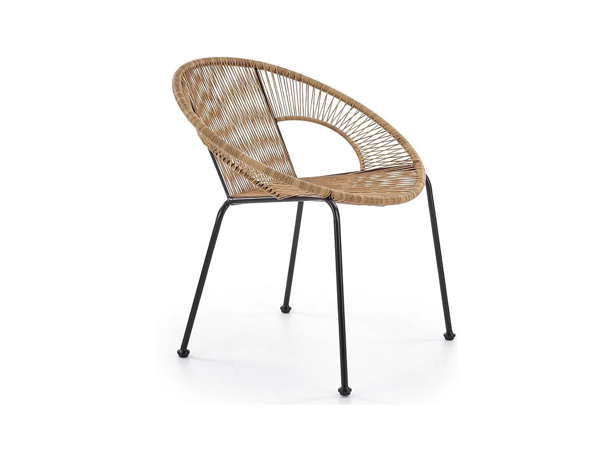 Fauteuil en rotin synthétique avec structure noire en acier HOLIDAYS