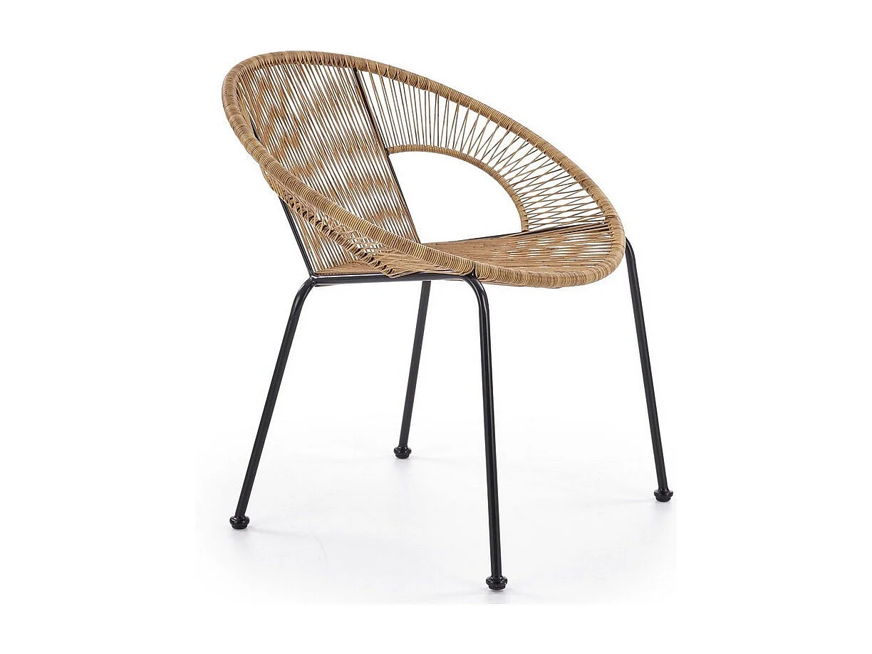 Fauteuil en rotin synthétique avec structure noire en acier HOLIDAYS