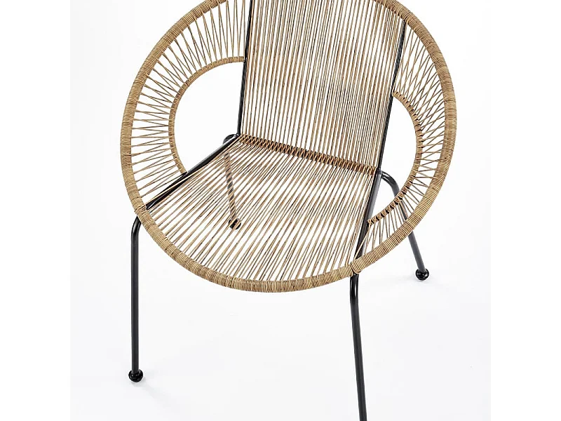 Fauteuil en rotin synthétique avec structure noire en acier HOLIDAYS