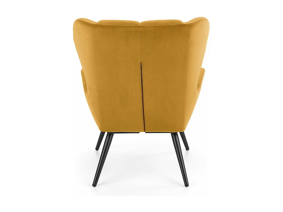 Fauteuil contemporain en velours jaune moutarde GLASGOW