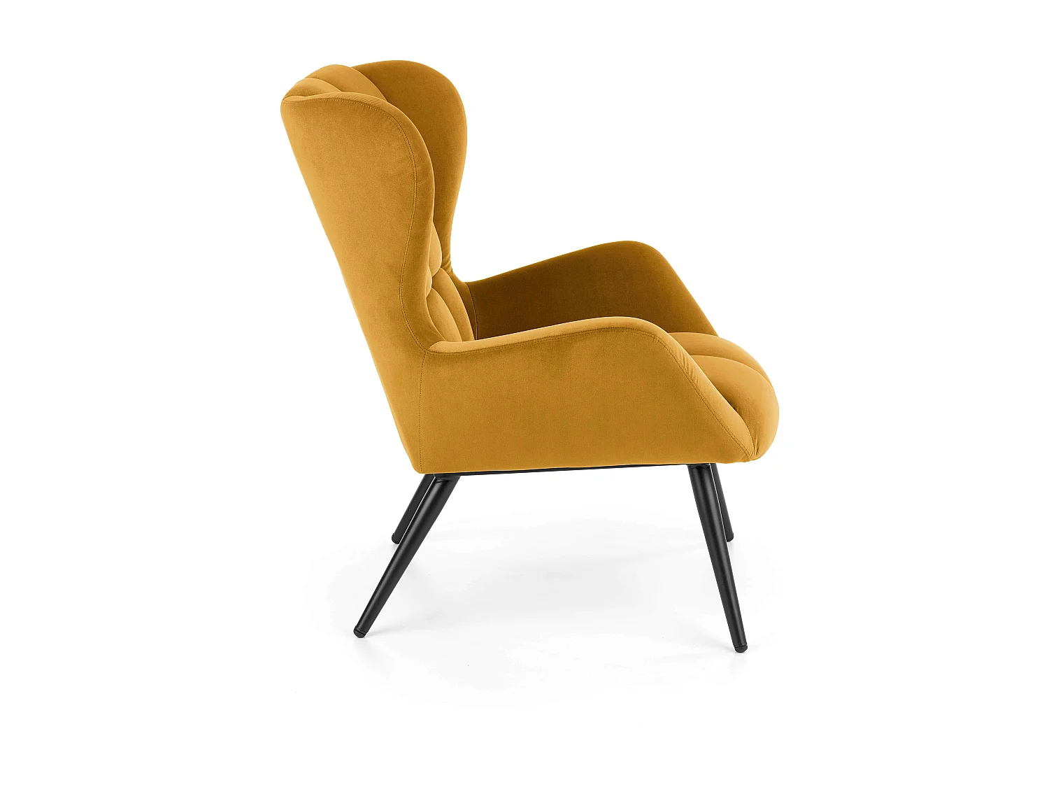 Fauteuil contemporain en velours jaune moutarde GLASGOW