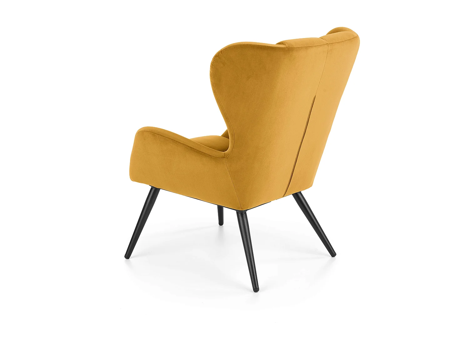 Fauteuil contemporain en velours jaune moutarde GLASGOW