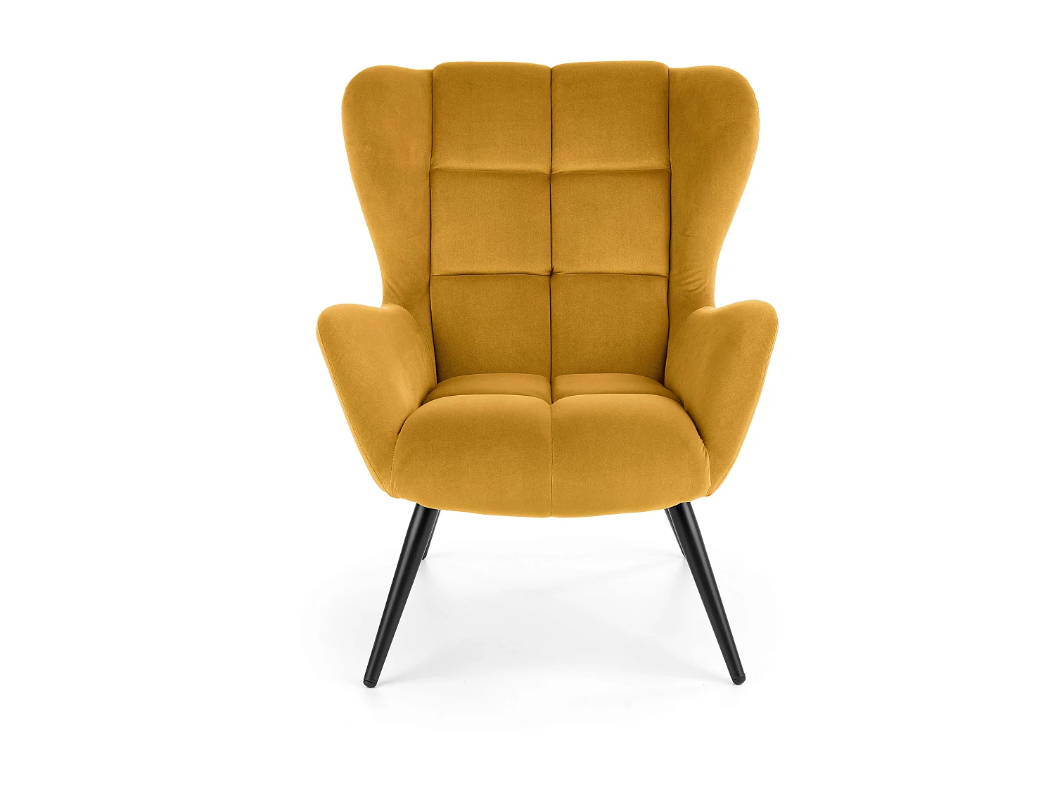 Fauteuil contemporain en velours jaune moutarde GLASGOW