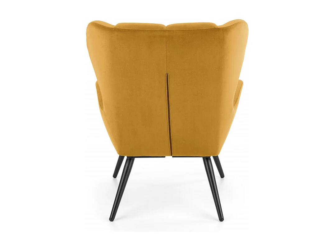 Fauteuil contemporain en velours jaune moutarde GLASGOW