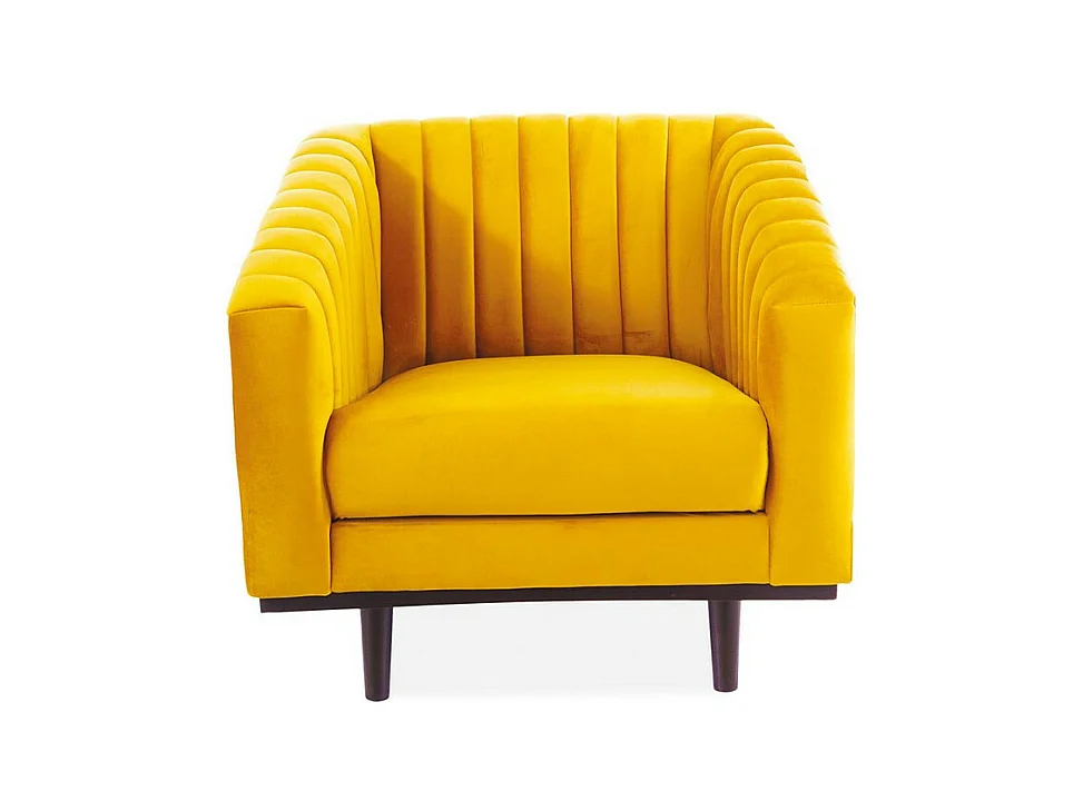 Fauteuil design velours jaune 83cm Golt