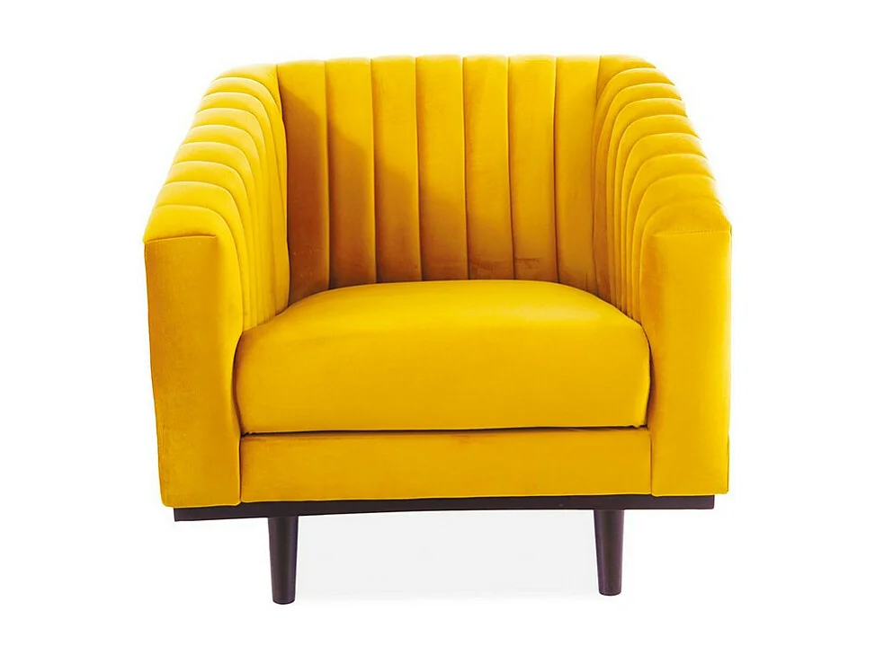 Fauteuil design velours jaune 83cm Golt