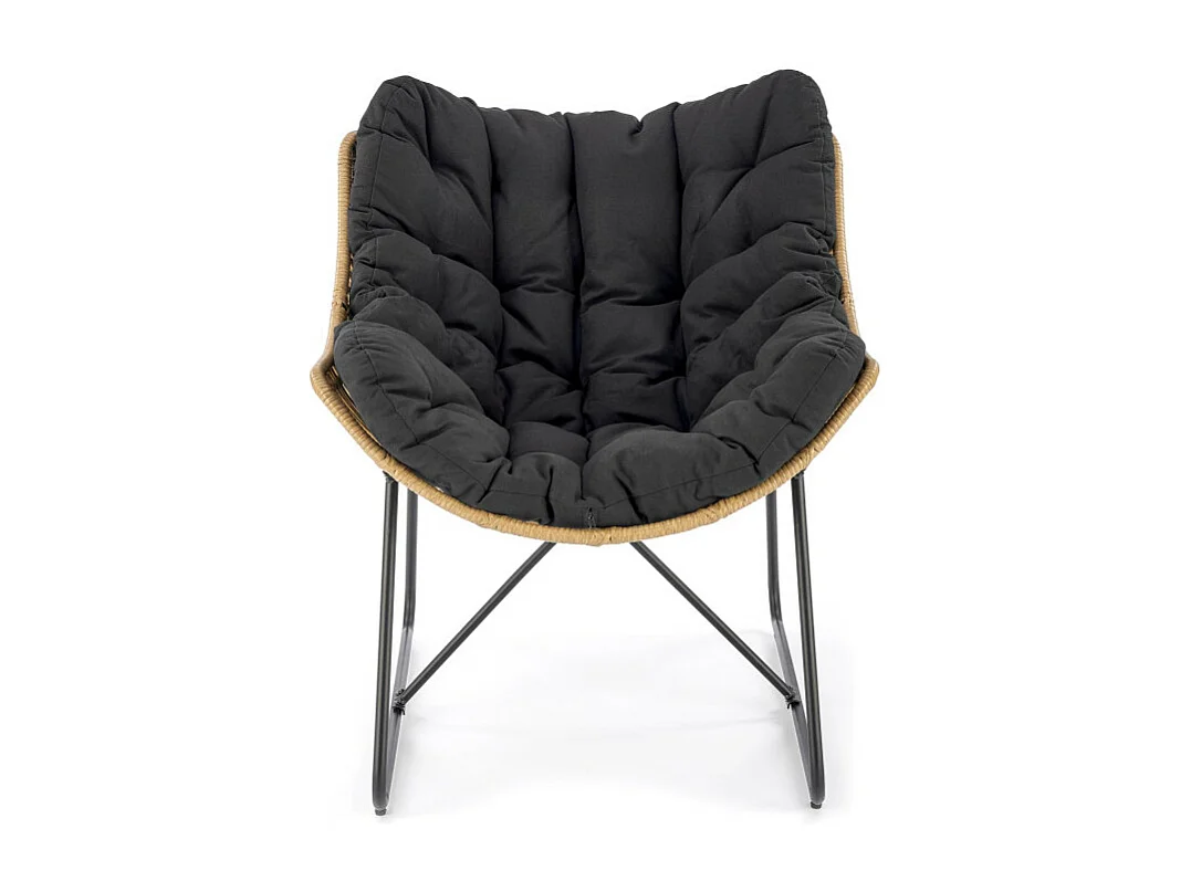 Tumbona de ratán sintético con cojín y estructura metálica Bueno