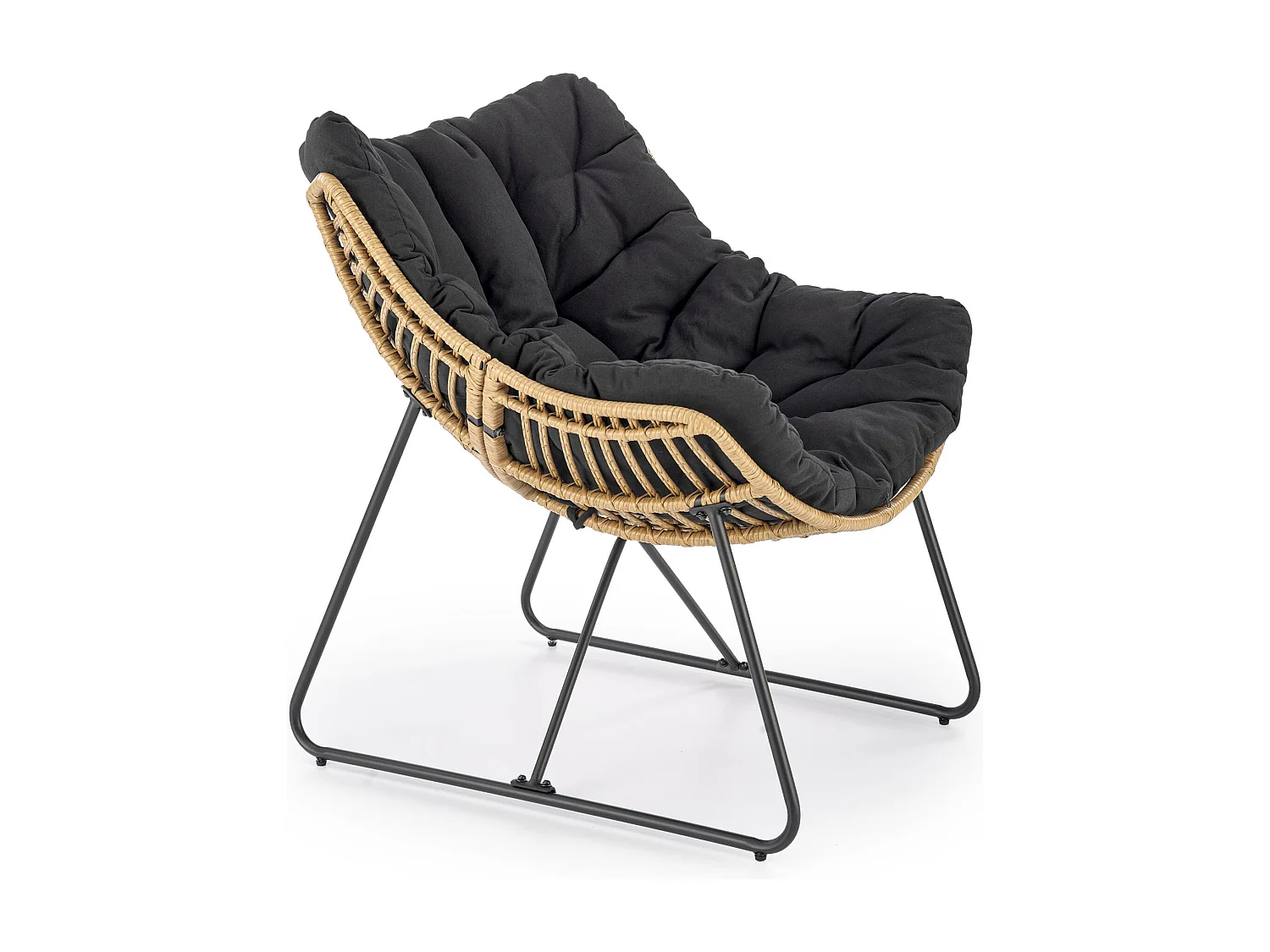 Fauteuil lounge en rotin synthétique avec coussin et structure en métal Bueno