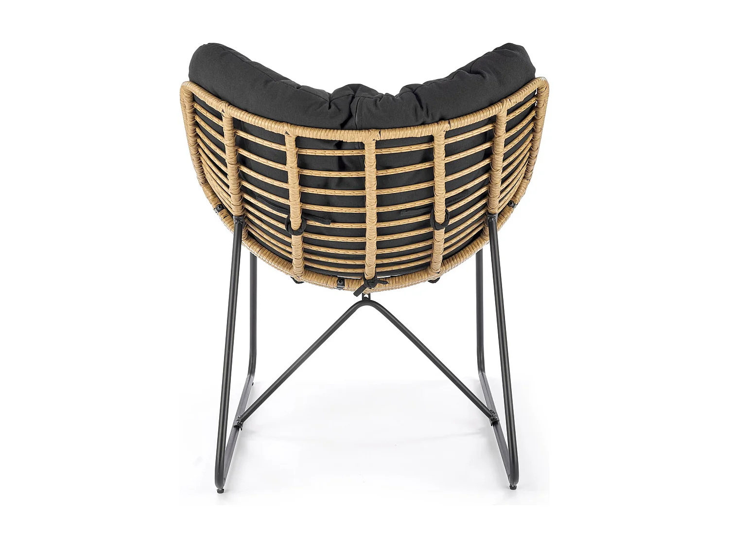 Fauteuil lounge en rotin synthétique avec coussin et structure en métal Bueno