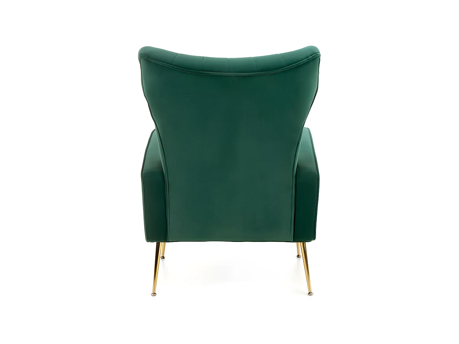 Fauteuil lounge vert avec accoudoirs et pieds dorés en métal AENOR