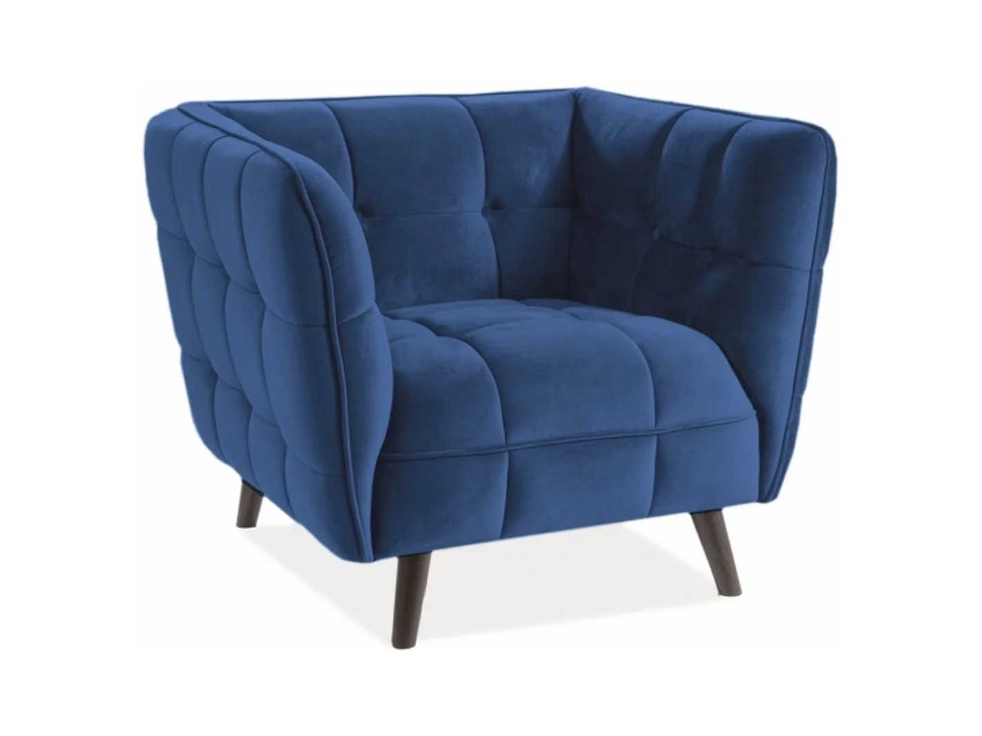 Fauteuil design carré velours bleu Compi