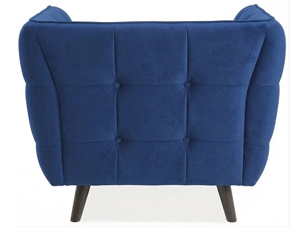 Sillón Compi de terciopelo azul de diseño cuadrado