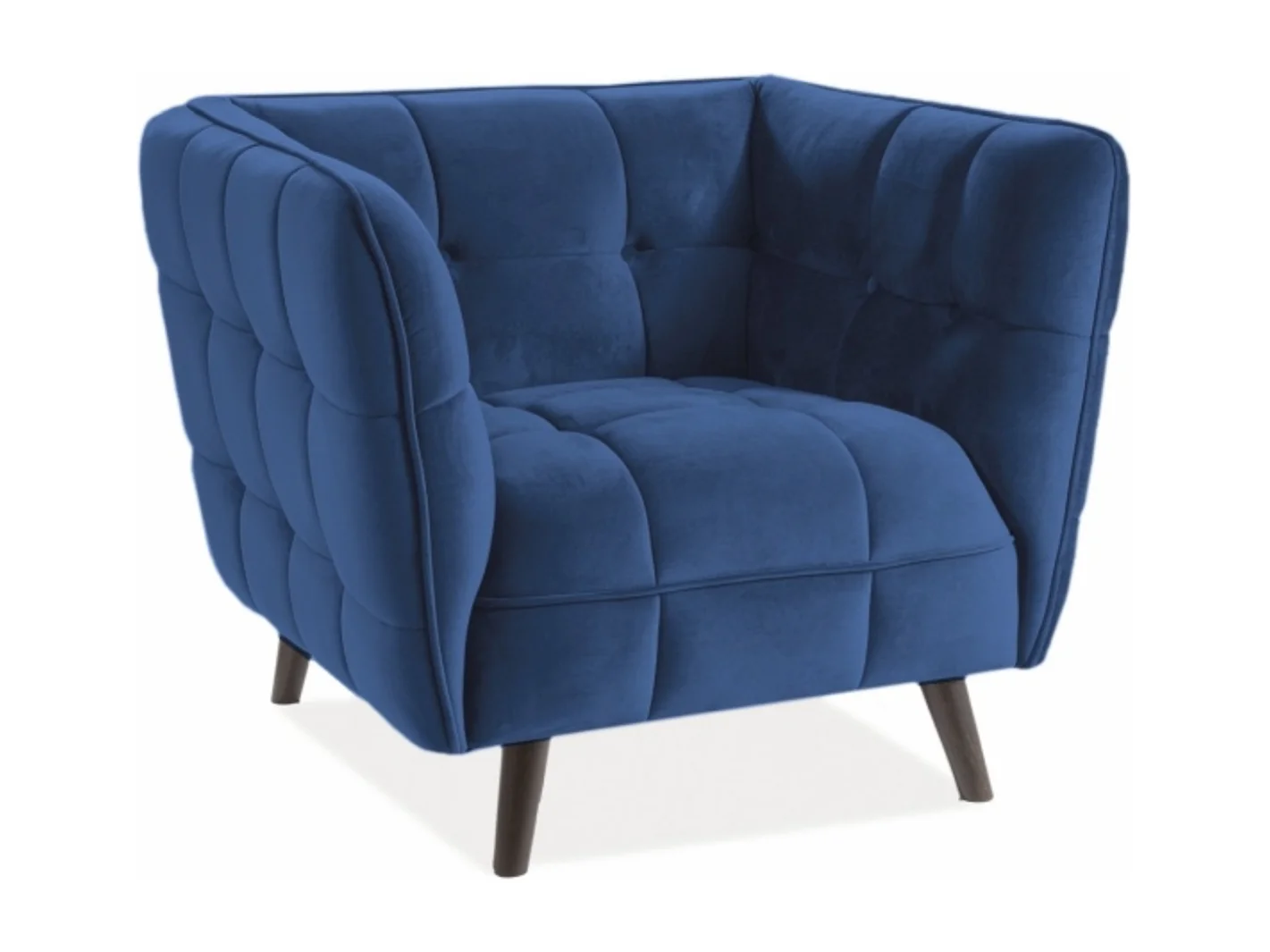 Fauteuil design carré velours bleu Compi