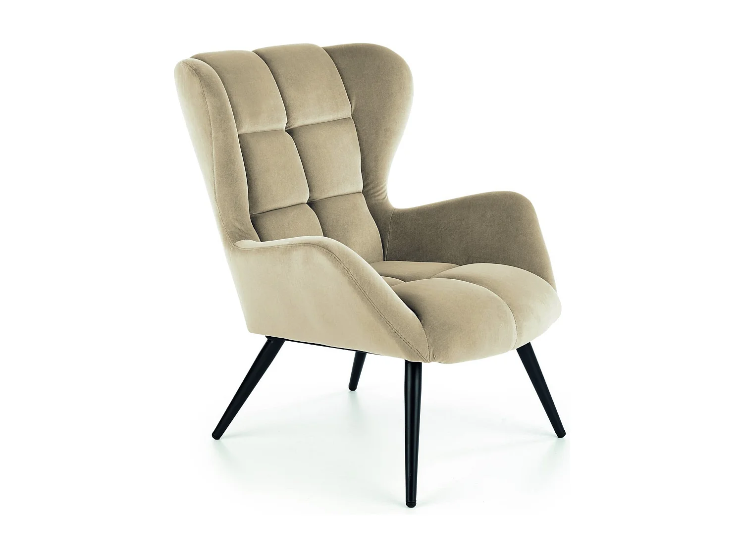 Fauteuil en velours beige avec pieds noirs en métal Glasgow