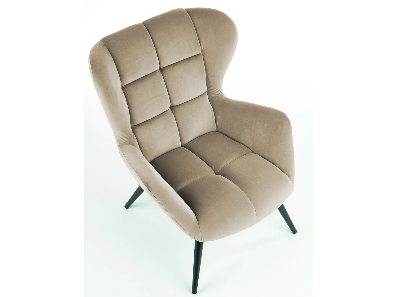 Fauteuil en velours beige avec pieds noirs en métal Glasgow
