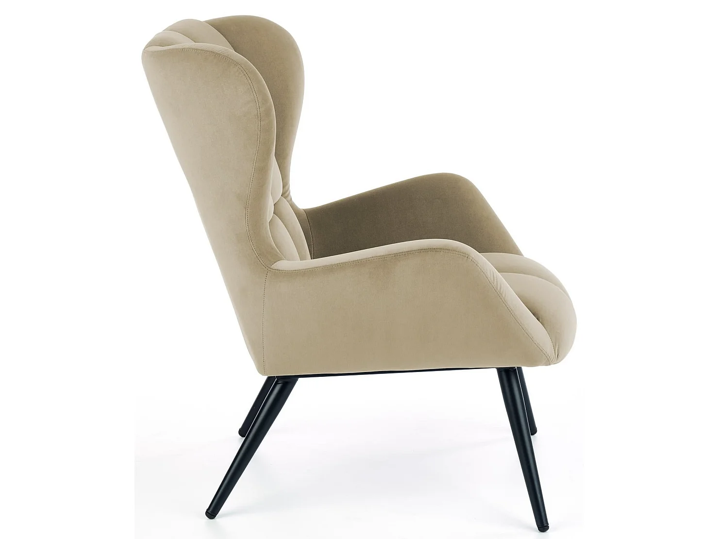 Fauteuil en velours beige avec pieds noirs en métal Glasgow