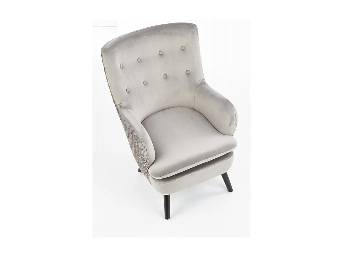 Fauteuil en velours beige avec pieds noirs en métal Glasgow