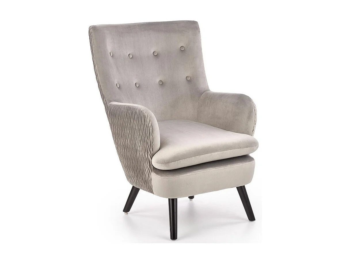 Fauteuil en velours beige avec pieds noirs en métal Glasgow