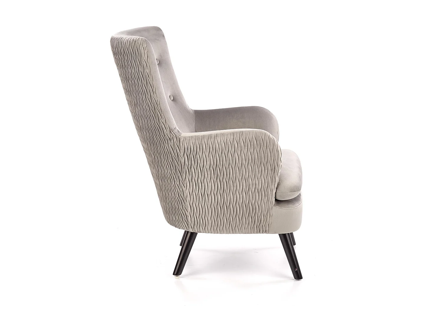 Fauteuil en velours beige avec pieds noirs en métal Glasgow