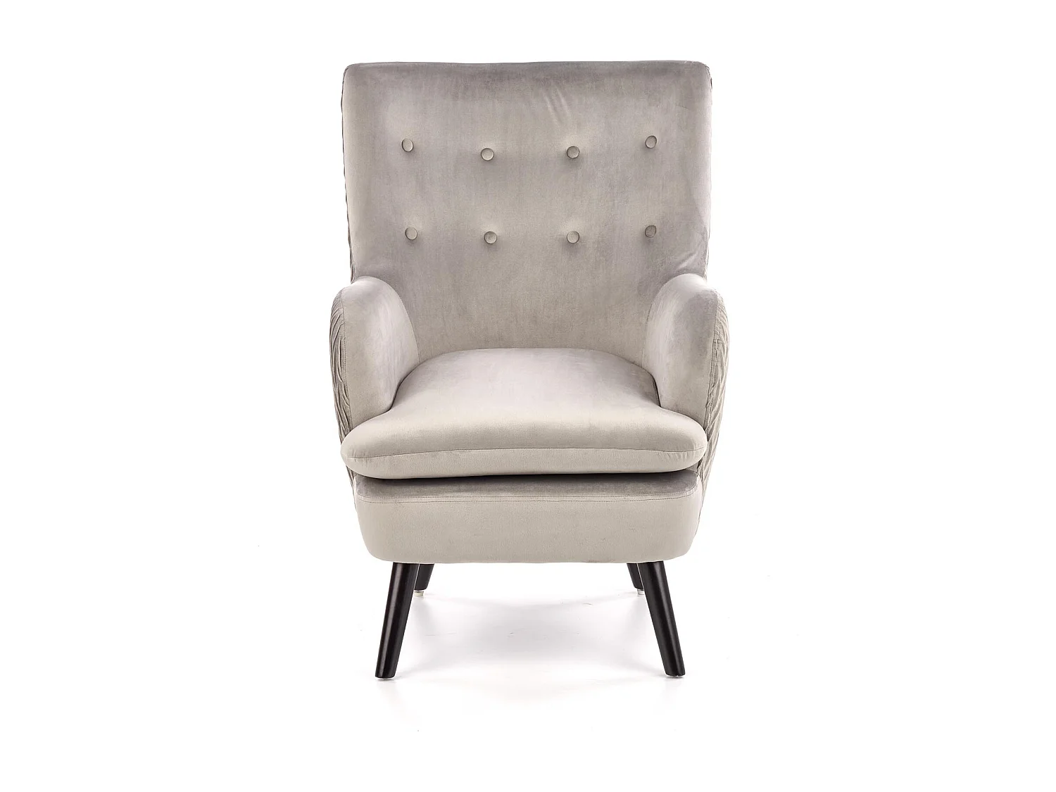 Fauteuil en velours beige avec pieds noirs en métal Glasgow