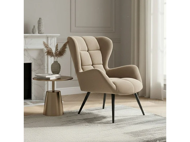 Sillón de terciopelo gris con respaldo alto tapizado Coventry