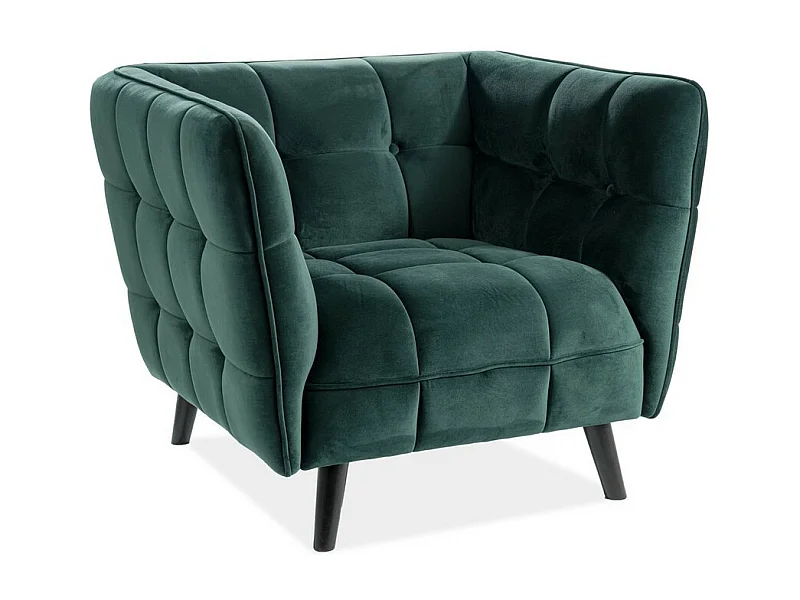 Fauteuil design carré velours vert Compi
