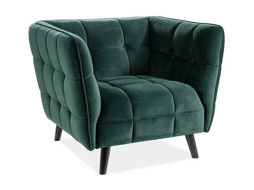 Fauteuil design carré velours vert Compi