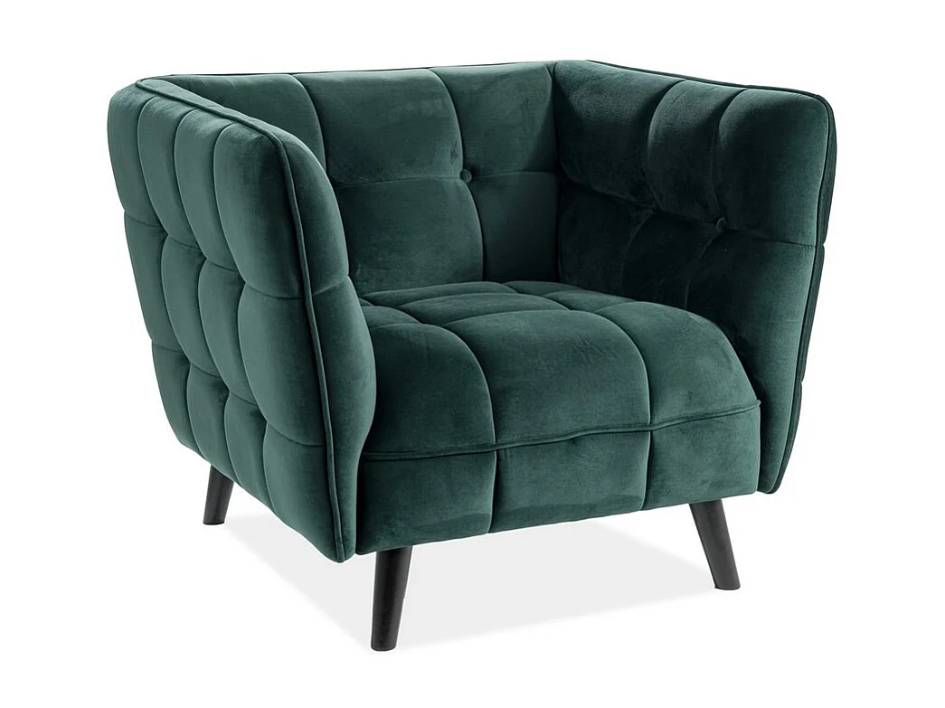 Fauteuil design carré velours vert Compi