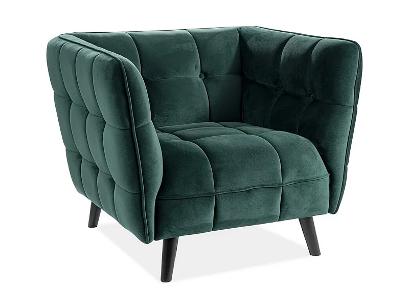 Fauteuil design carré velours vert Compi