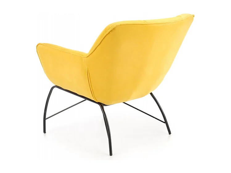 Fauteuil contemporain en velours jaune avec pieds design en métal noir BRIAC