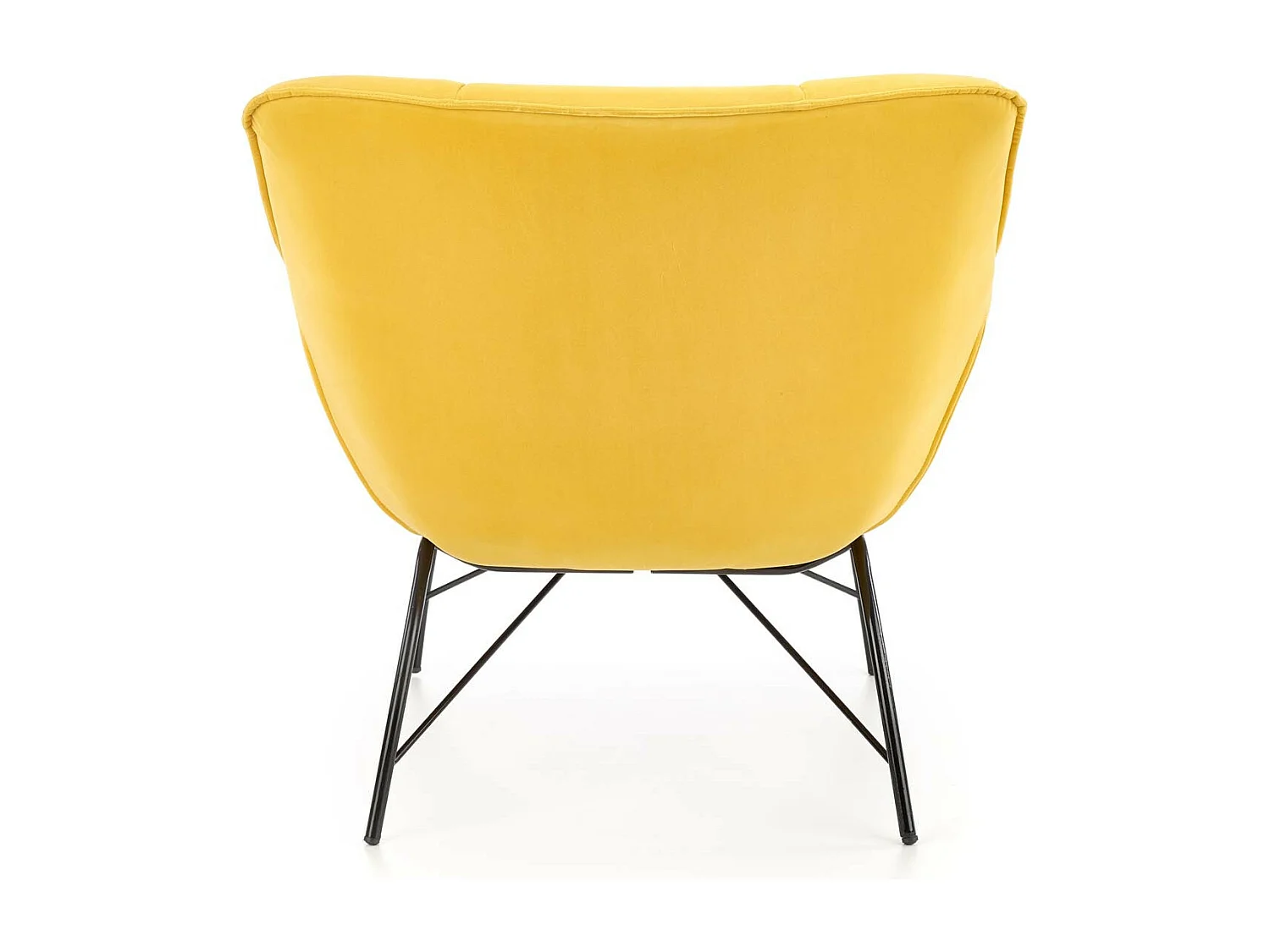 Fauteuil contemporain en velours jaune avec pieds design en métal noir BRIAC