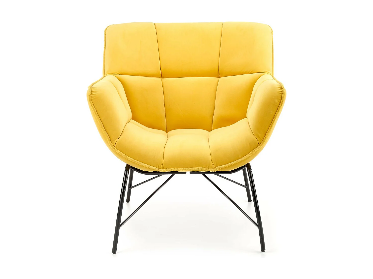 Fauteuil contemporain en velours jaune avec pieds design en métal noir BRIAC