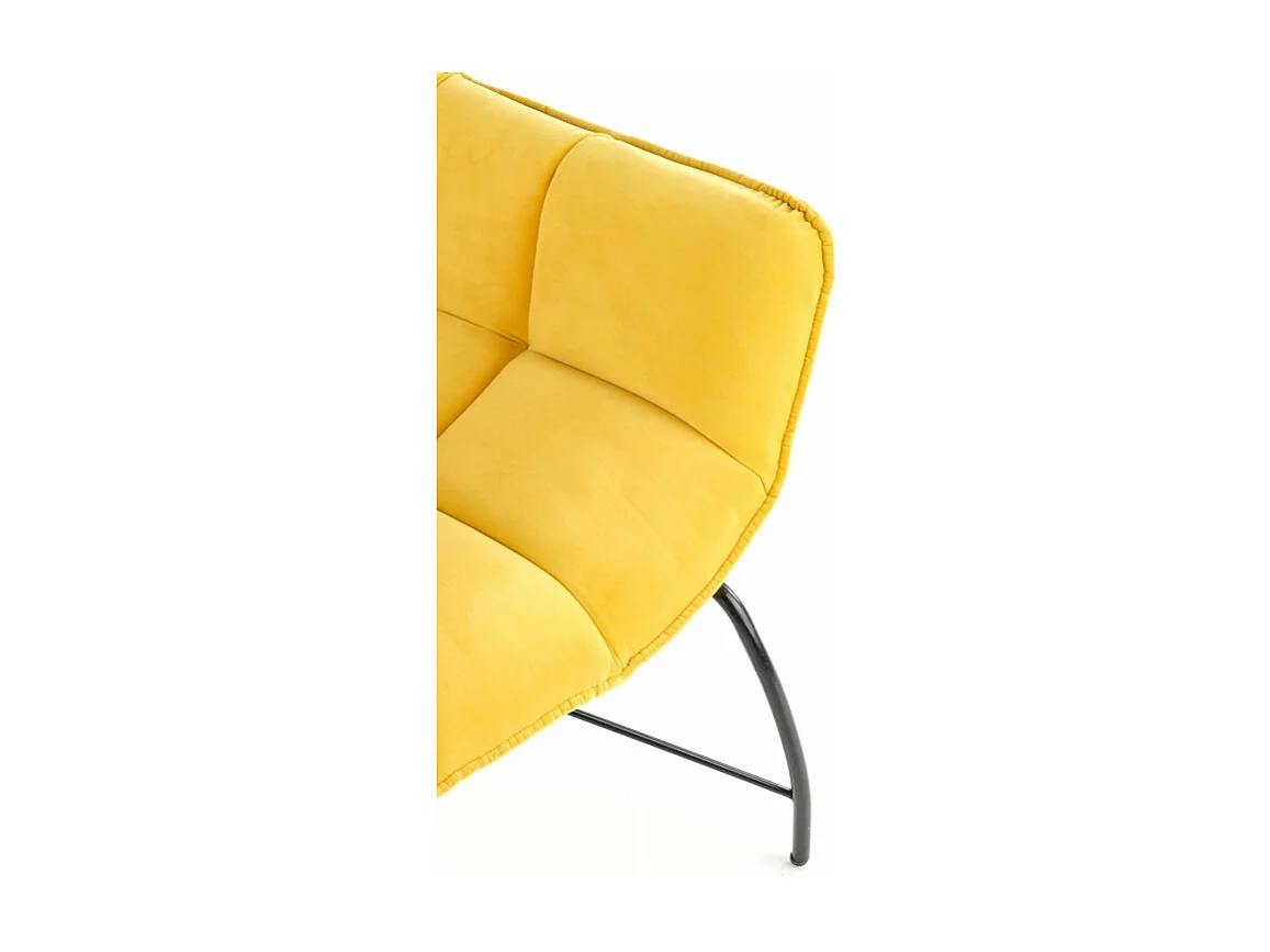 Fauteuil contemporain en velours jaune avec pieds design en métal noir BRIAC